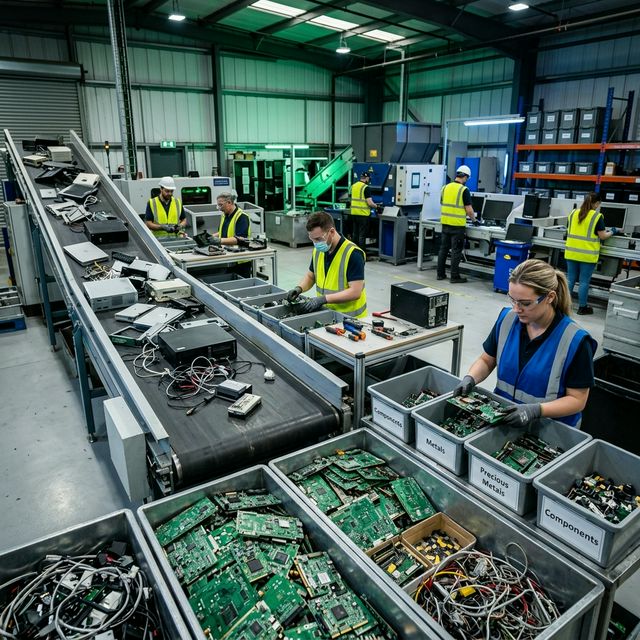 Proceso de reciclaje electrónico